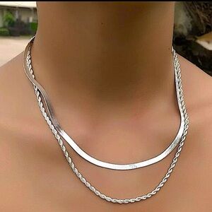 Sterling Silver Multilayered Herringbone Rope Chain
